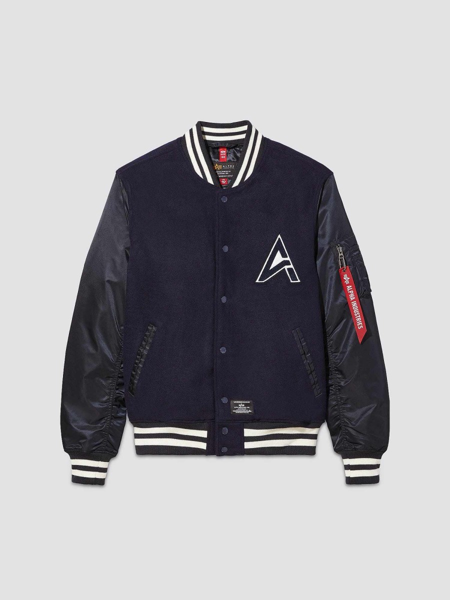 Women Alpha Industries Outerwear | Ma-1 Wool Varsity Jacket W Replica Blue