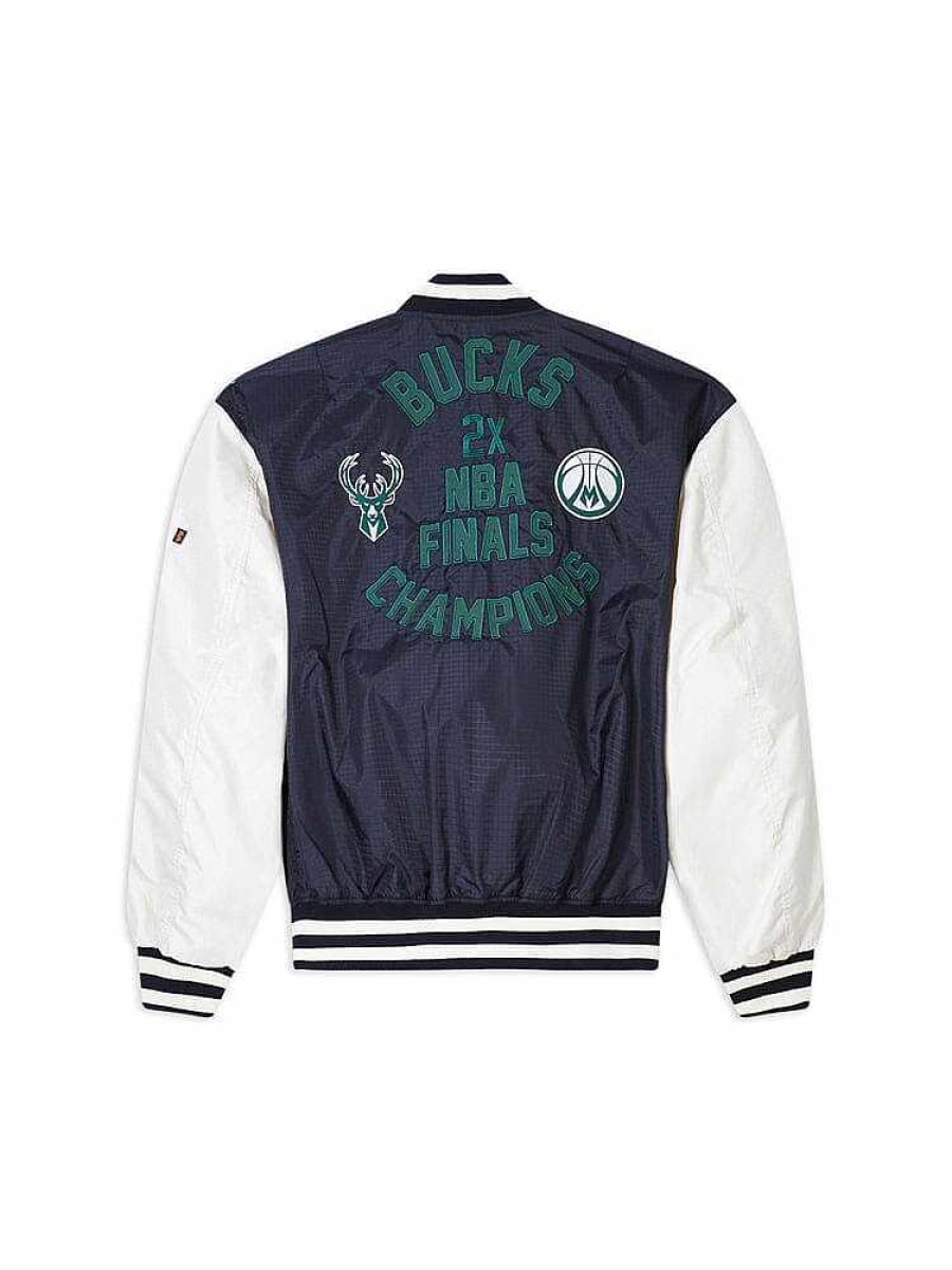 Nba Alpha Industries Nba X Alpha X New Era - Bomber Jackets | Milwaukee Bucks X Alpha X New Era L-2B Bomber Jacket Black